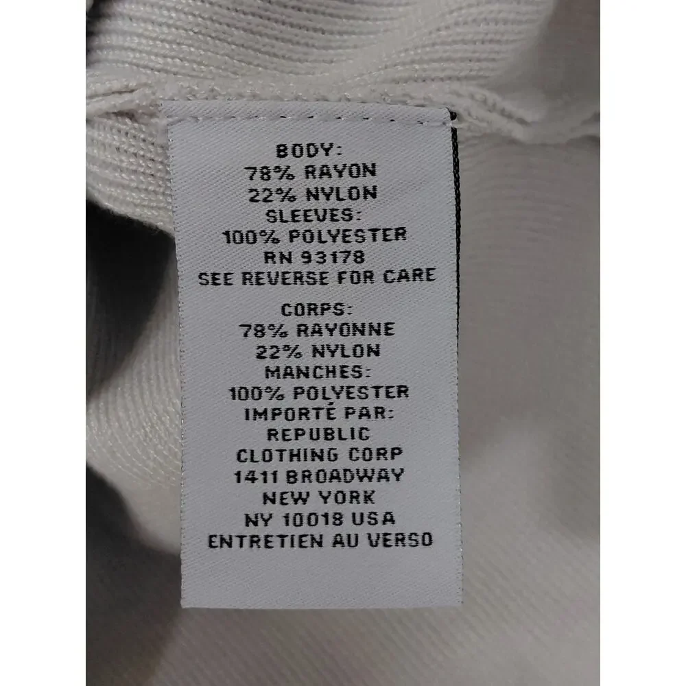 NWT Carmen Marc Valvo Ivory Satin Knit Stretch Puff Sleeve Top Women Size XS - Picture 12 of 13